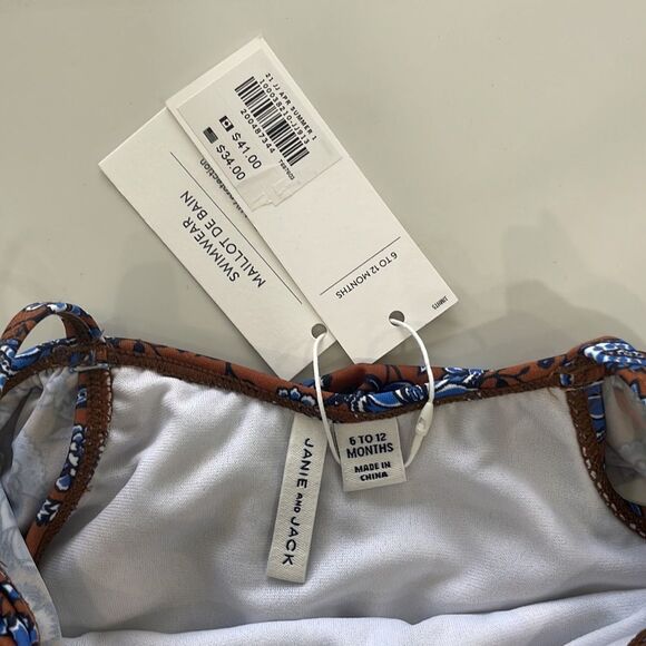 JANIE AND JACK BABY GIRL COLD SHOULDER PAISLEY FLORAL SWIMSUIT 6-12 MONT… - Picture 3 of 5